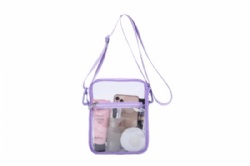 Clear Crossbody Bag Stadium Approved,PVC Clear Purse with Front Pocket for Concerts Sports Festivals（purple）