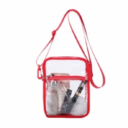 Clear Crossbody Bag Stadium Approved,PVC Clear Purse with Front Pocket for Concerts Sports Festivals（red）
