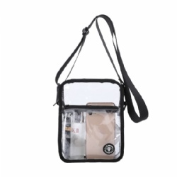 Clear Crossbody Bag Stadium Approved,PVC Clear Purse with Front Pocket for Concerts Sports Festivals（black）
