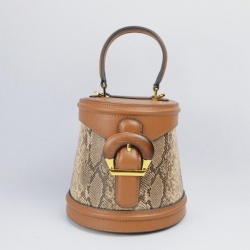 2023 new retro bucket bag leather handbag small round bag personality box women's bags